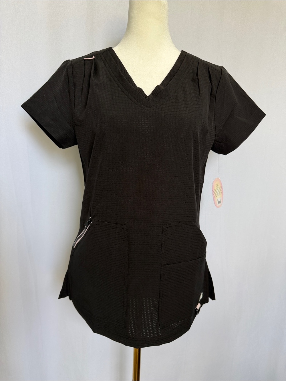 NEW Solis x Koi Women's Black 4 Pocket Stretch V-Neck Scrub Top XS Style 1129
